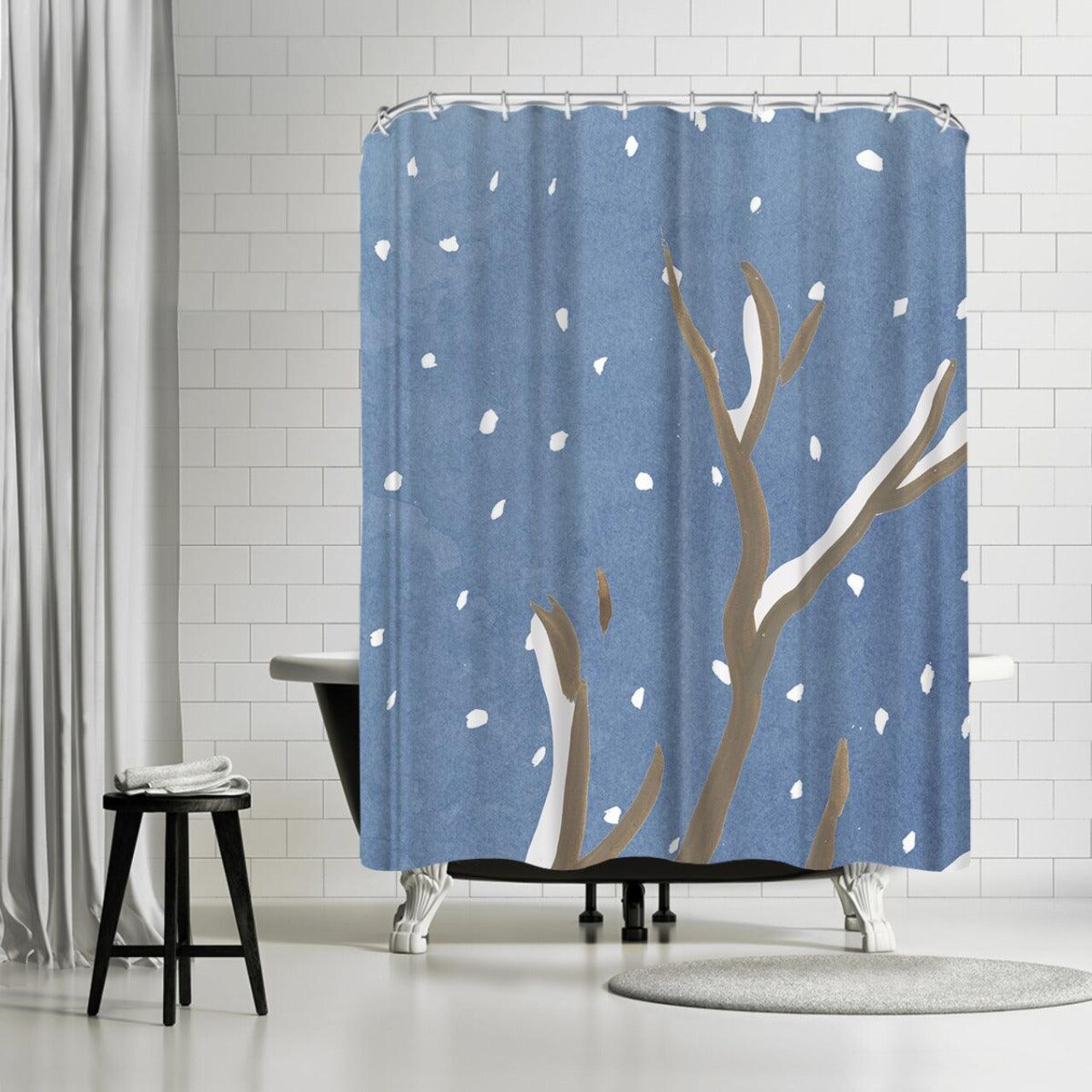 Snow Evening by PI Creative Art Shower Curtain 71&#x22; x 74&#x22;